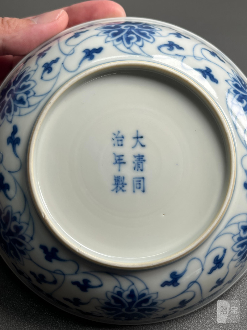 清同治  青花缠枝莲纹盘（一对） - 图11